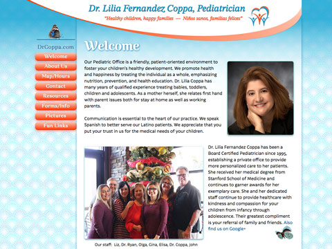 Dr. Lilia Fernandez Coppa Pediatrician website